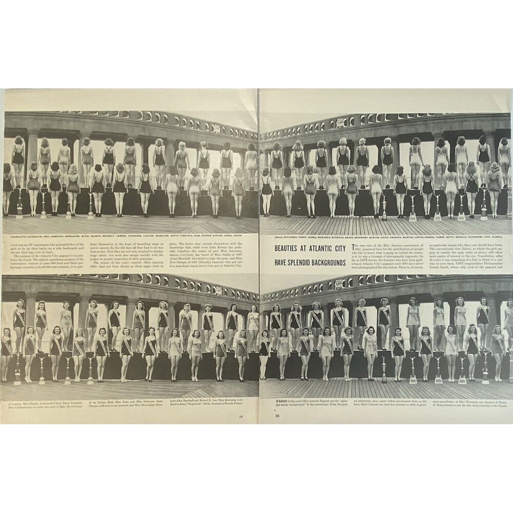 Miss America Contest Atlantic City 2-Page Photo of Contestants LIFE MAGAZINE '41